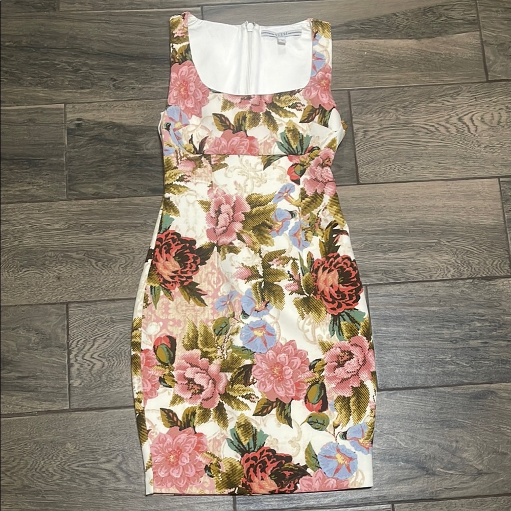 Guess Floral Sleeveless Dress - Pink and Green